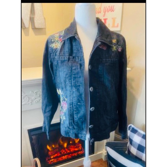 Women’s Jean Jacket - Floral Denim Jacket - size small - Picture 2 of 6